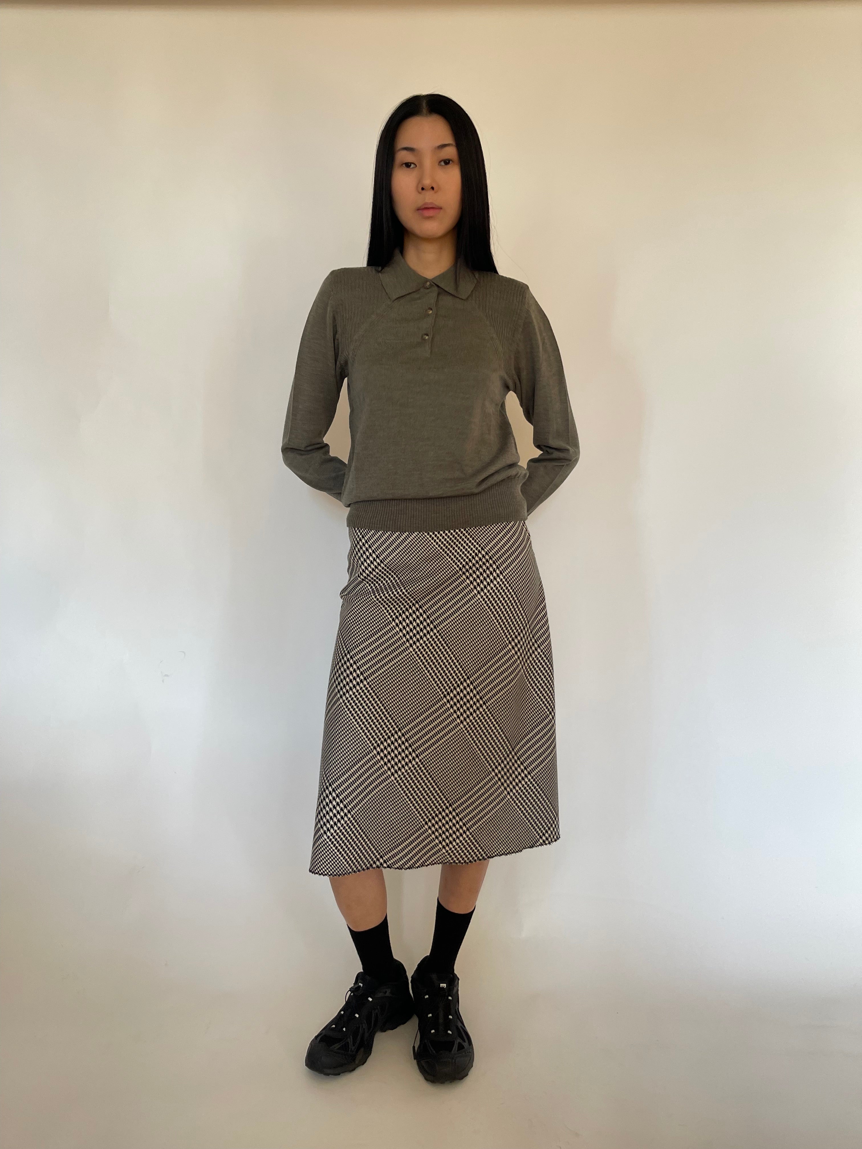 Black & White checkered wool skirt by Sabine Poupinel