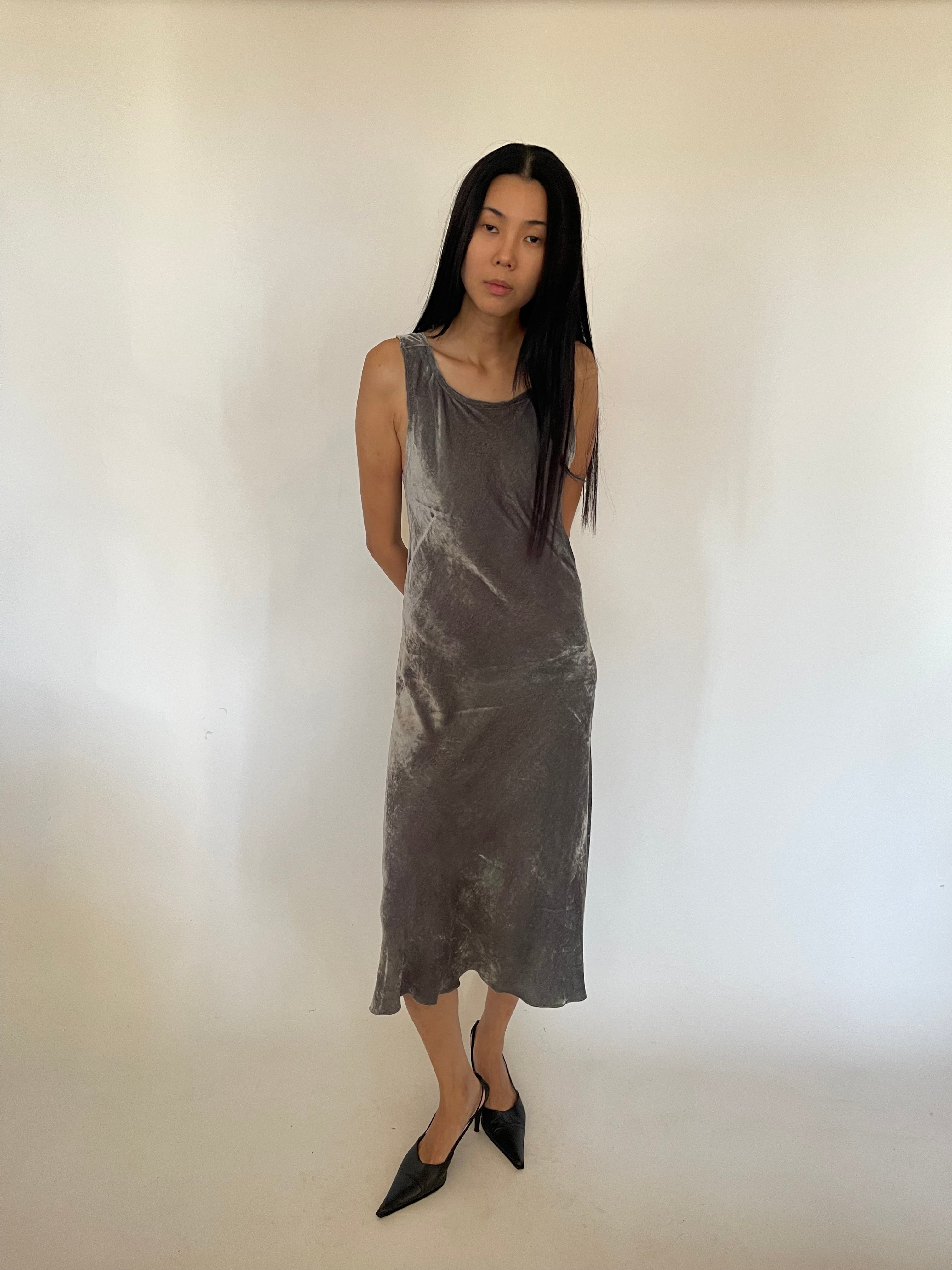 Silk velour dress by Sabine Poupinel