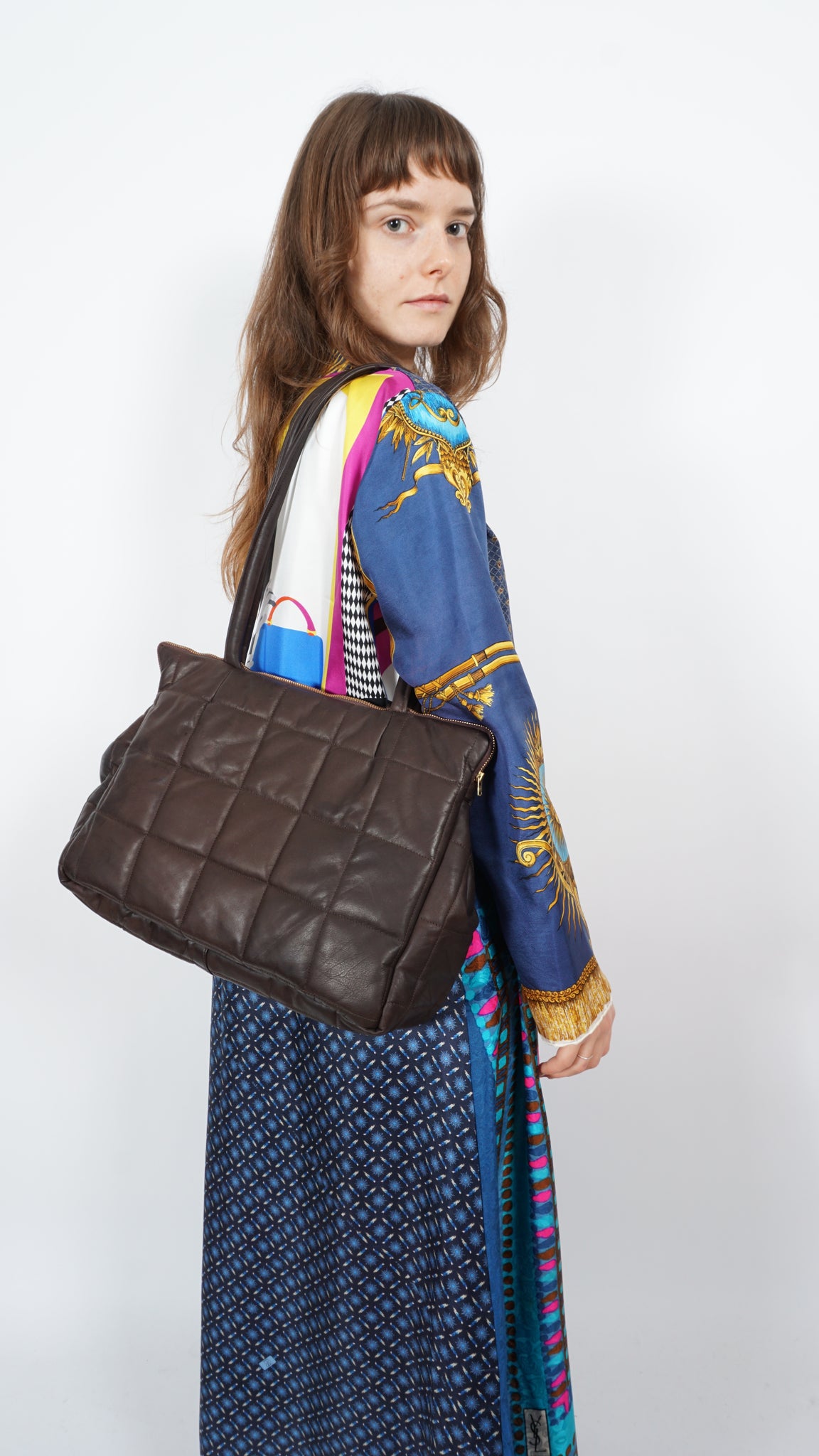 Quilted leather bag by Sabine Poupinel